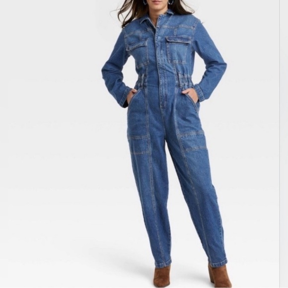 Universal Thread Women's Classic Blue Denim Overalls - Picture 2 of 8